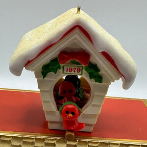 Vintage Hallmark 1979 Birdhouse Red Bird Cardinal Ready for Christmas Ornament